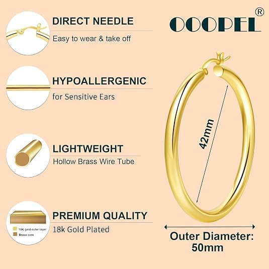 Detalle 2 de OOOPEL Thick Gold Hoop 40mm 💍