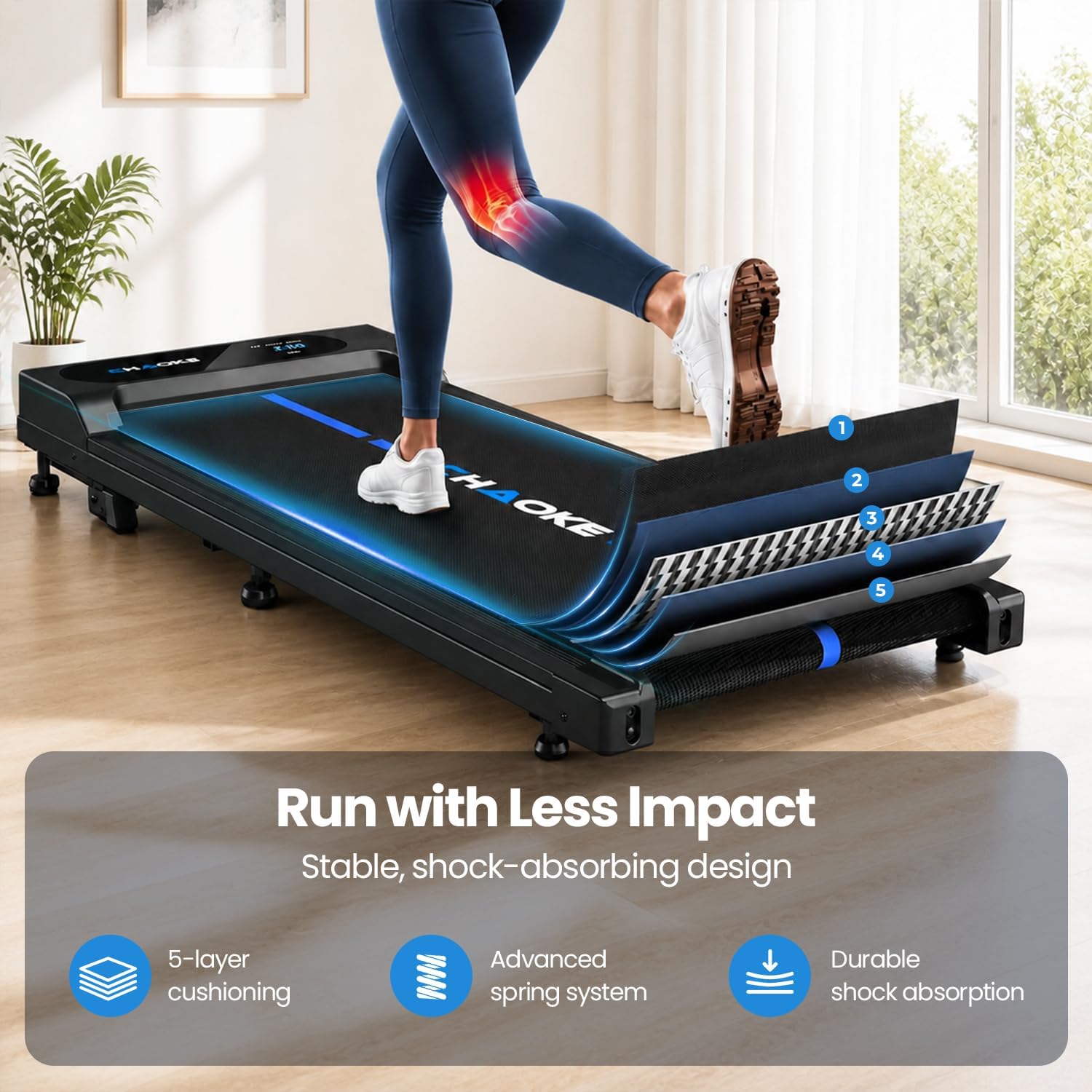 Thumbnail 4 de CHAOKE Walking Pad Treadmill, 10% Incline, 6.2 MPH, App, 12 HIIT Programs