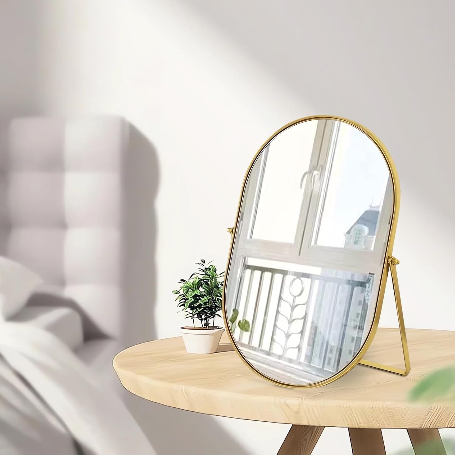 Thumbnail 4 de Hosoncovy Free Standing Desktop Mirror with Stand (Gold) – 22cm x 30cm dressing table cosmetic mirror