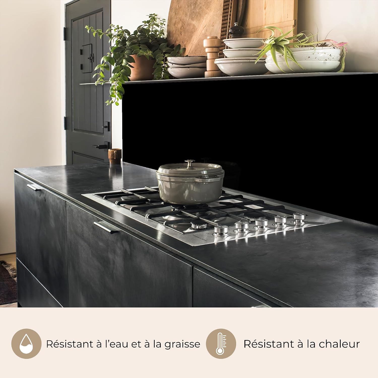 Thumbnail 6 de KitchenYeah zelfklevende keukenwandbekleding 80 x 300 cm, zwart kunststof