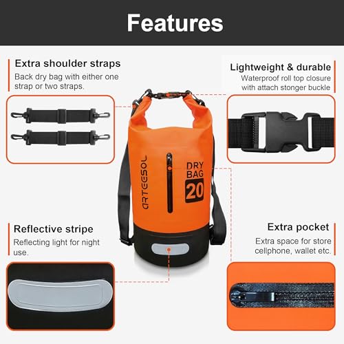 Detalle de Blackace arteesol Waterproof Dry Bag 5L/10L/20L/30L – versatile waterproof bag for kayaking, rafting and outdoor adventures