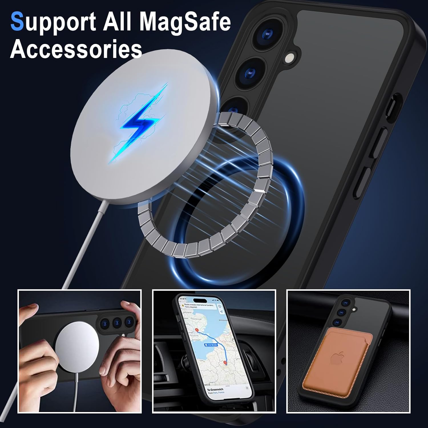 Thumbnail 1 de XTCASE Coque magnétique pour Galaxy S25 FE 5G — Étui translucide noir en PC/ TPU, protection antichoc et anti-rayures