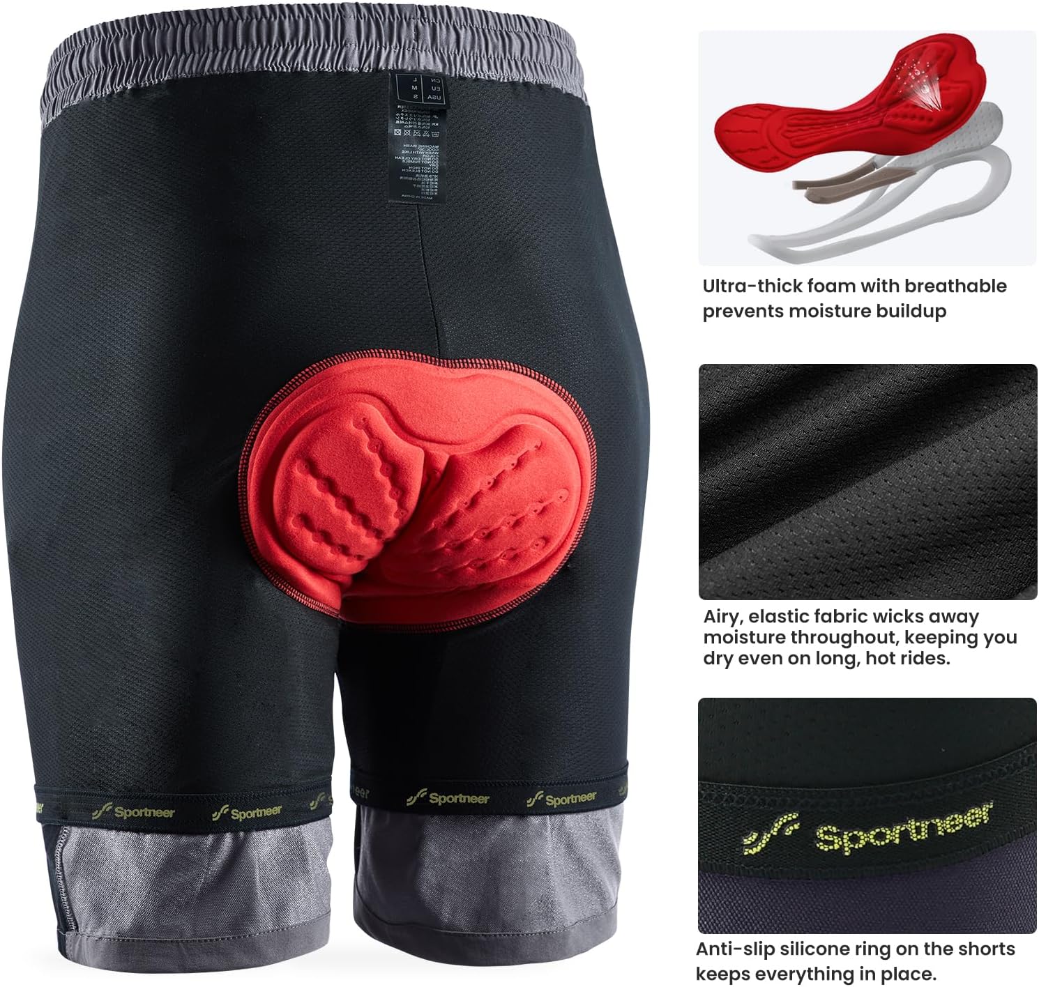 Thumbnail 4 de Sportneer MTB Shorts for Men: 3D Padded, Waterproof, Breathable Cycling Shorts