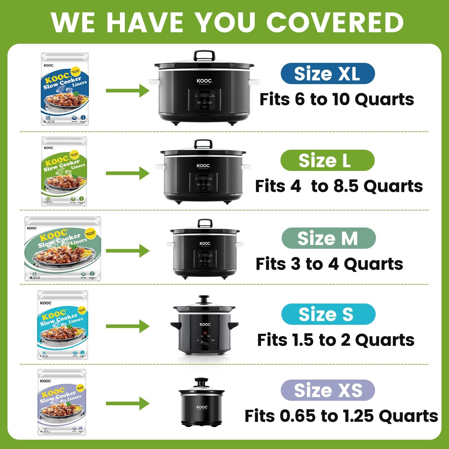 Detalle de KOOC Slow Cooker Liners, 13 x 21 in
