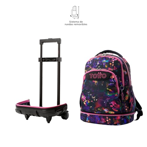 Detalle 2 de TOTTO Mochila Escolar Tempera 12 L: ergonómica, con 3 bolsillos y estampado Flower Galaxy