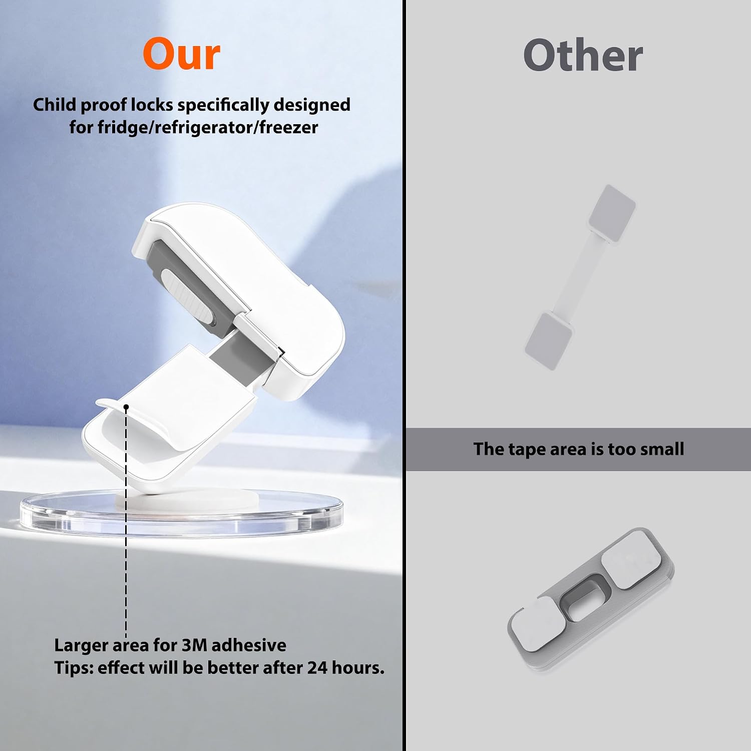 Thumbnail 6 de 2 Pack Fridge Locks (White) – child-proof refrigerator door locks with one-handed release