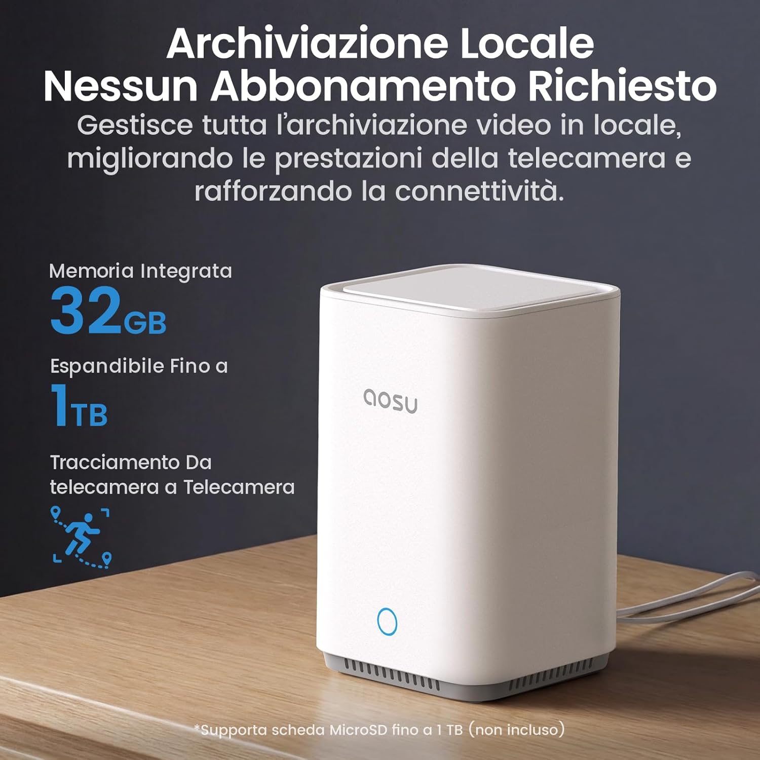 Thumbnail 3 de AOSU Sistema di Sorveglianza 2K Exterior/Interior Kit con Aosubase 2.0 (4 telecamere, 32 GB, senza abbonamento)