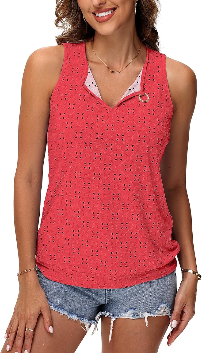 Thumbnail 1 de Tanmolo Damen Tank Top Ärmellos – Sommer-Look mit V-Ausschnitt und Glanzring