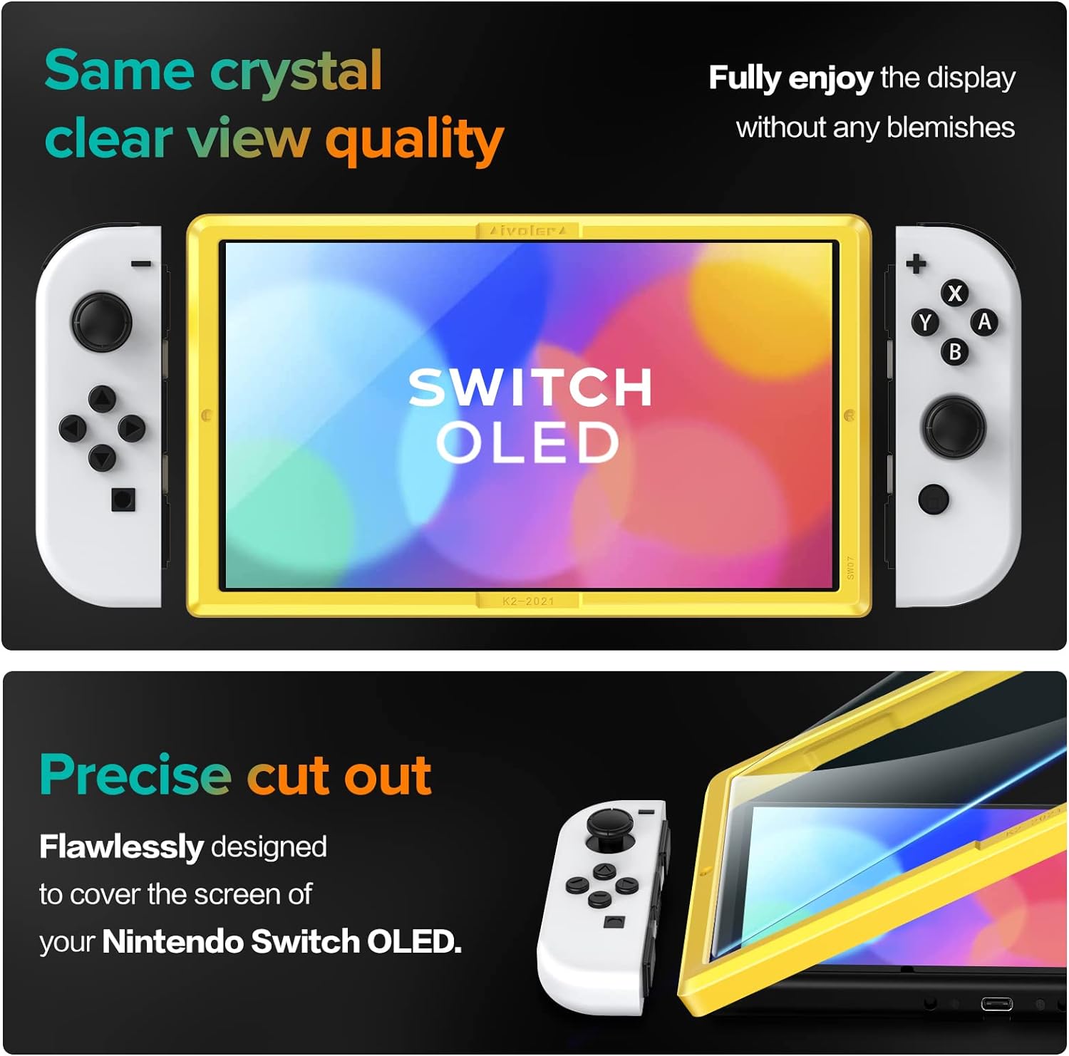 Thumbnail 4 de ivoler 4 Pack Tempered Glass Screen Protectors for Nintendo Switch OLED (7") with alignment frame tool