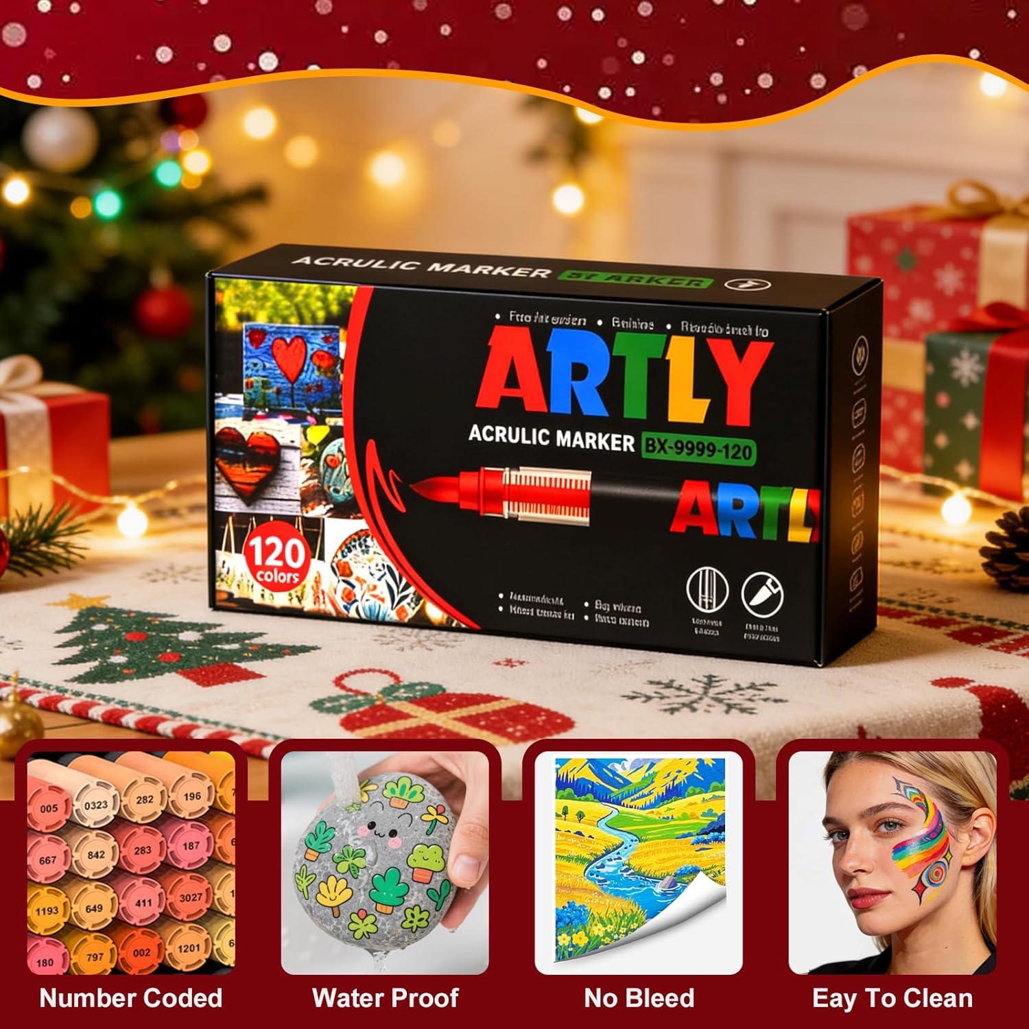 Thumbnail 4 de Efimeso 120 Farben Acrylstifte – Profi-Set für Stein, Keramik, Holz, Stoff und Leinwand