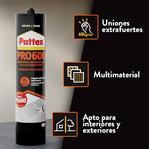Detalle de Pattex PRO600 Adhesivo de montaje: adhesivo de disolvente extrafuerte, 300 ml