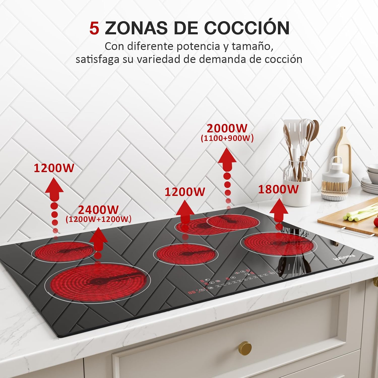 Detalle 2 de Placa vitrocerámica 5 fuegos 8600 W
