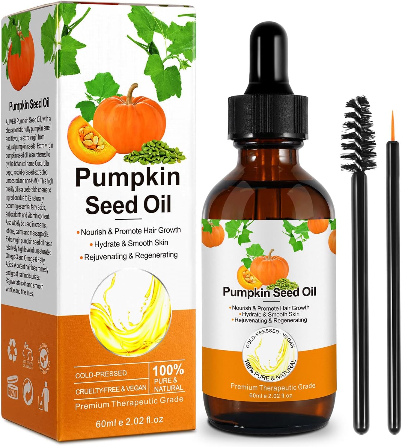 Detalle de Olio di Semi di Zucca Biologico per Capelli e Pelle | 60 ml, 100% puro