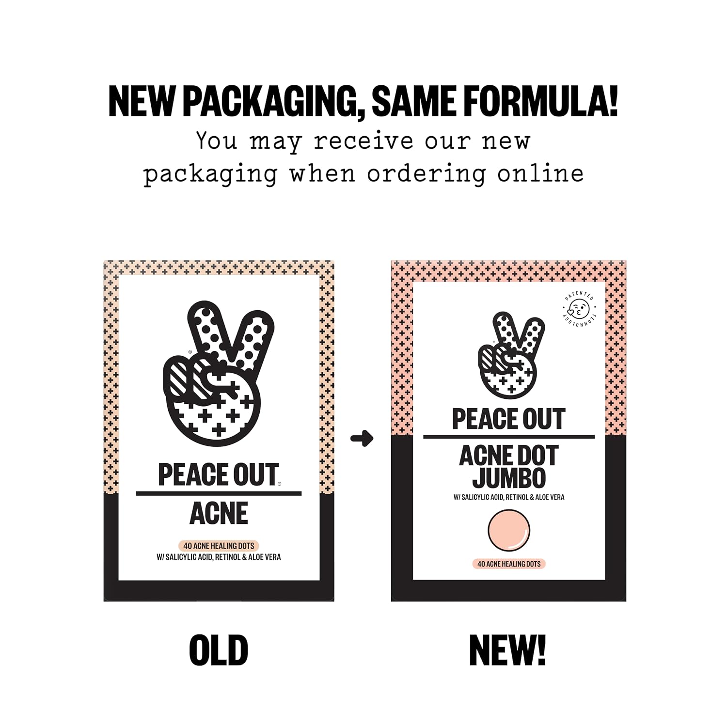 Thumbnail 1 de PEACE OUT Acne Healing Dots, 40 ct Hydrocolloid Patches with Salicylic Acid + Retinol