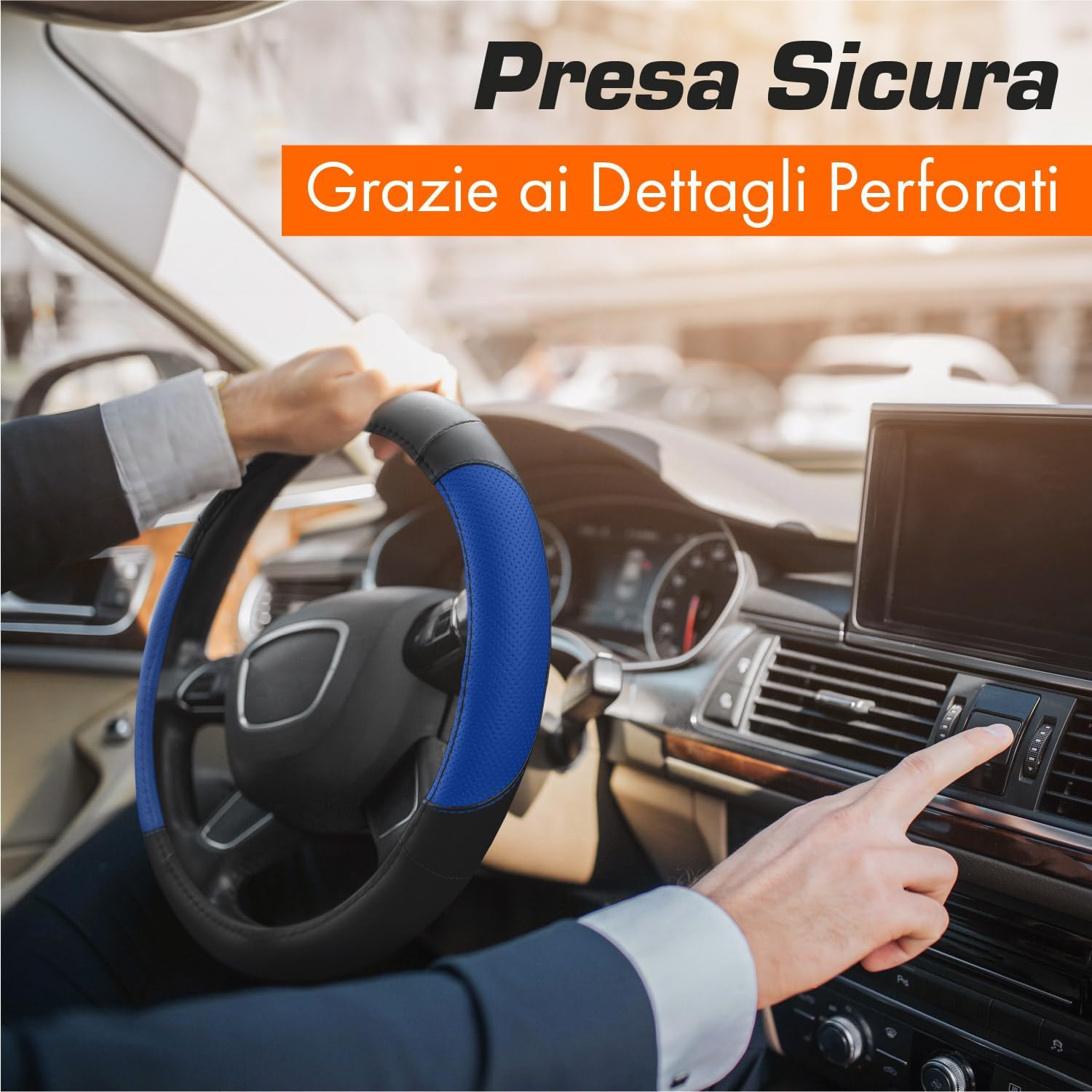 Thumbnail 4 de Upgrade4cars Coprivolante Nero Blu 37-38 cm