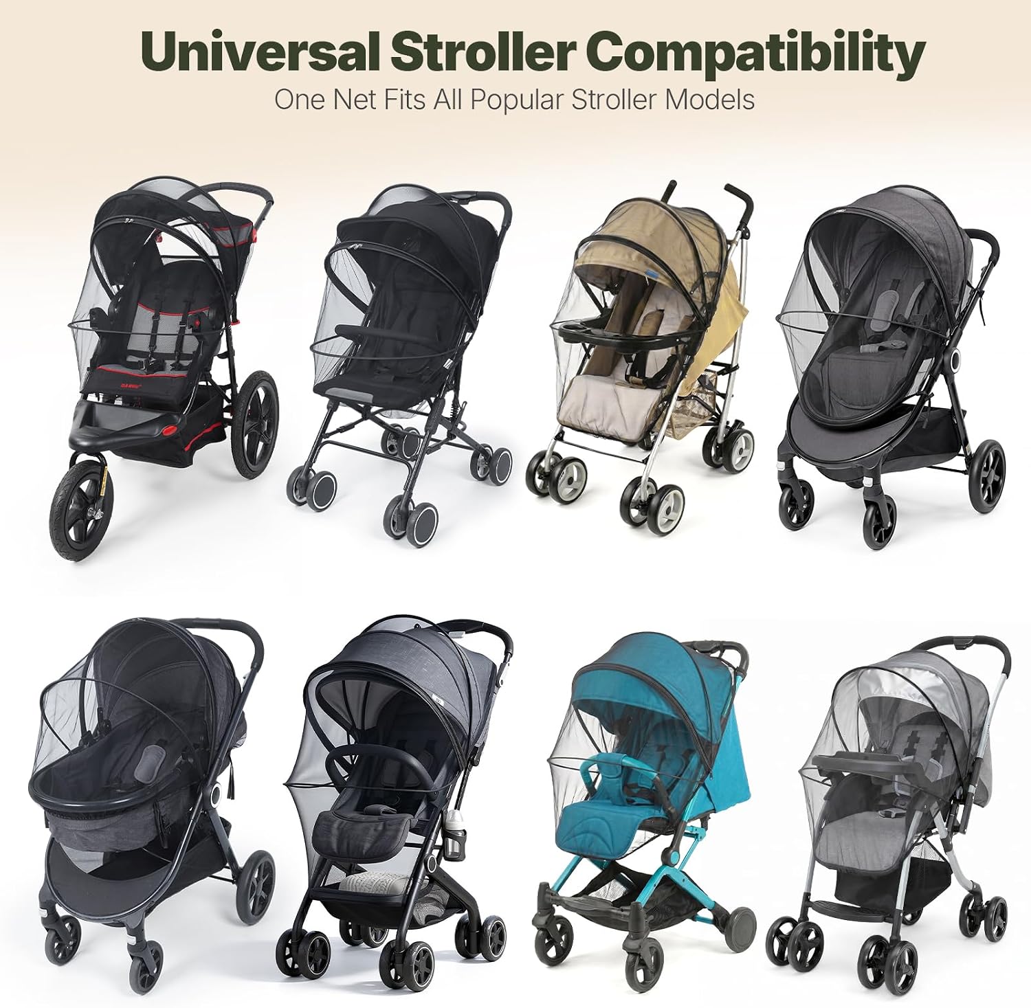 Detalle 2 de Orzbow Mosquito Net for Pram – Universal pram, buggy and car seat bug net with zippers (black)