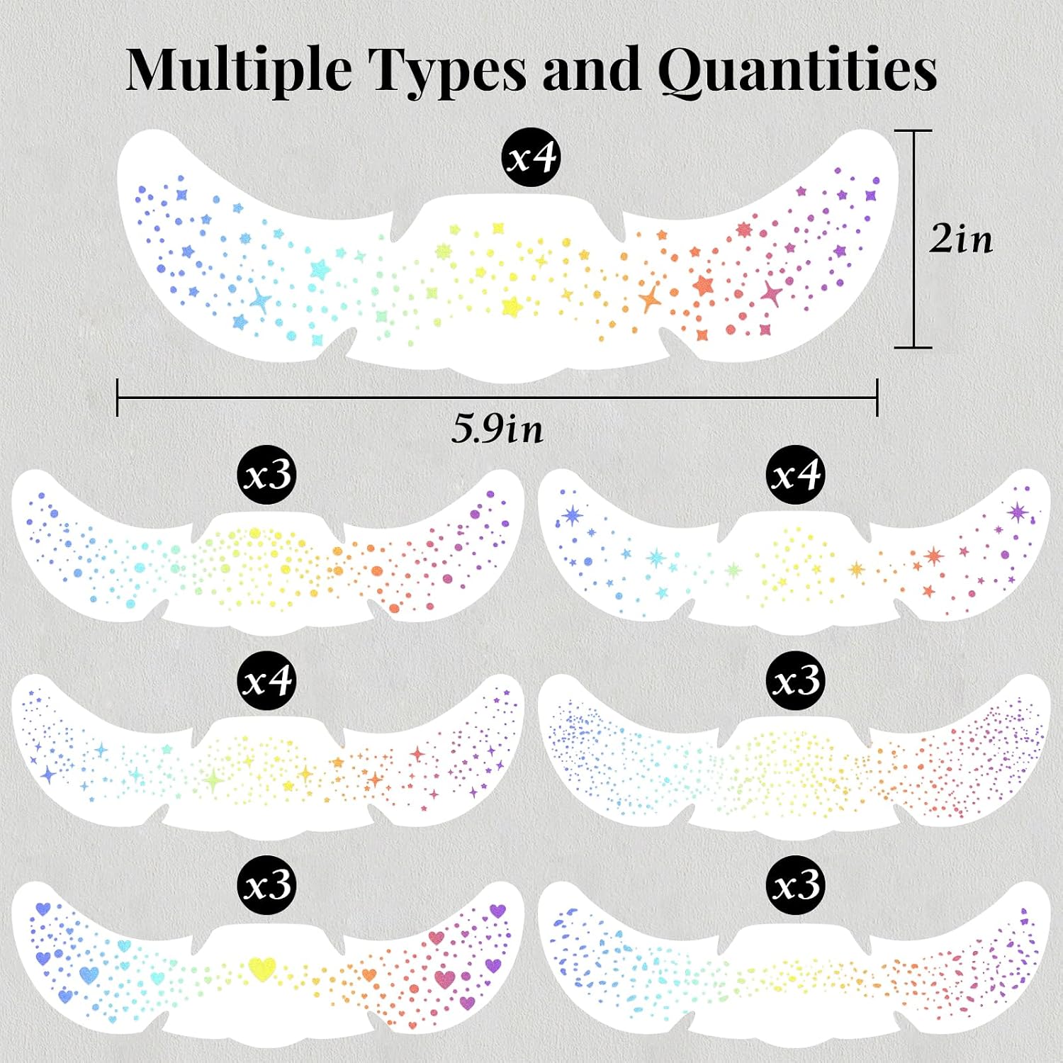 Detalle de 24pcs Glitter Freckles Makeup Patches – Holographic Multicolor Face Glitter Speckles