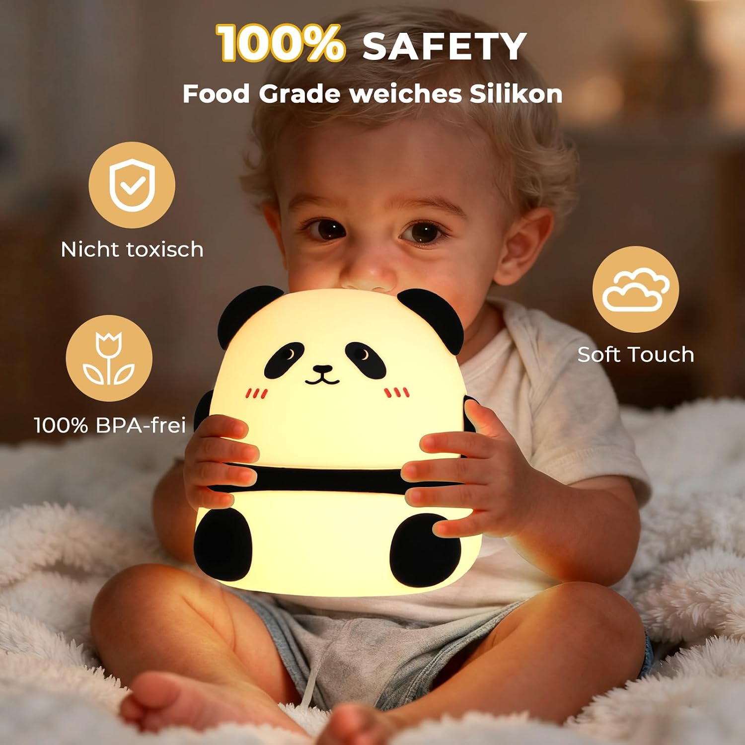 Detalle 2 de JVURICE Silikon Panda Nachtlicht 1200 mAh