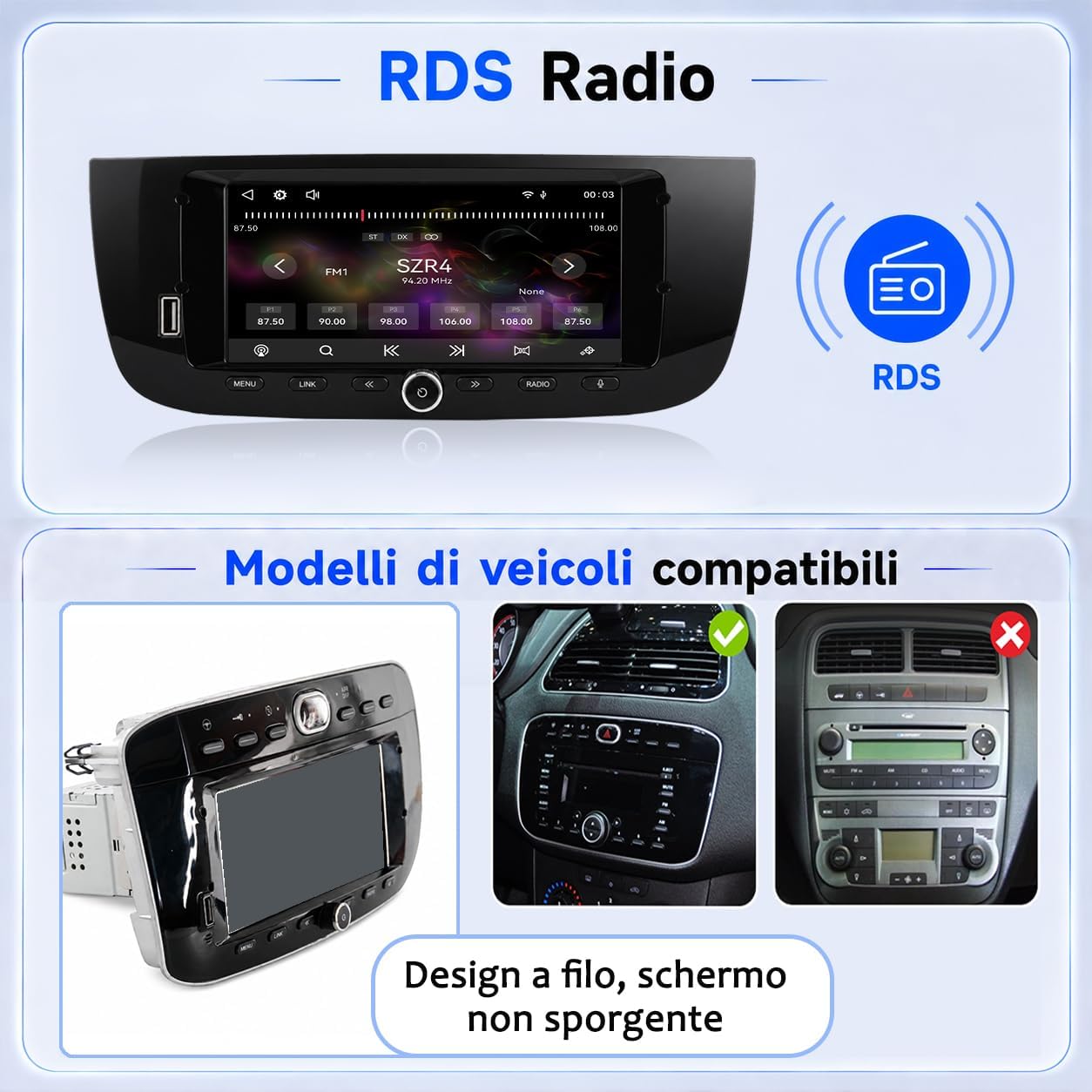 Thumbnail 6 de MAVYULQEF Linux Autoradio per Fiat Punto 2010-2016 / Linea 2012-2015 - CarPlay/Android Auto Wireless, Bluetooth, CANBUS, RDS