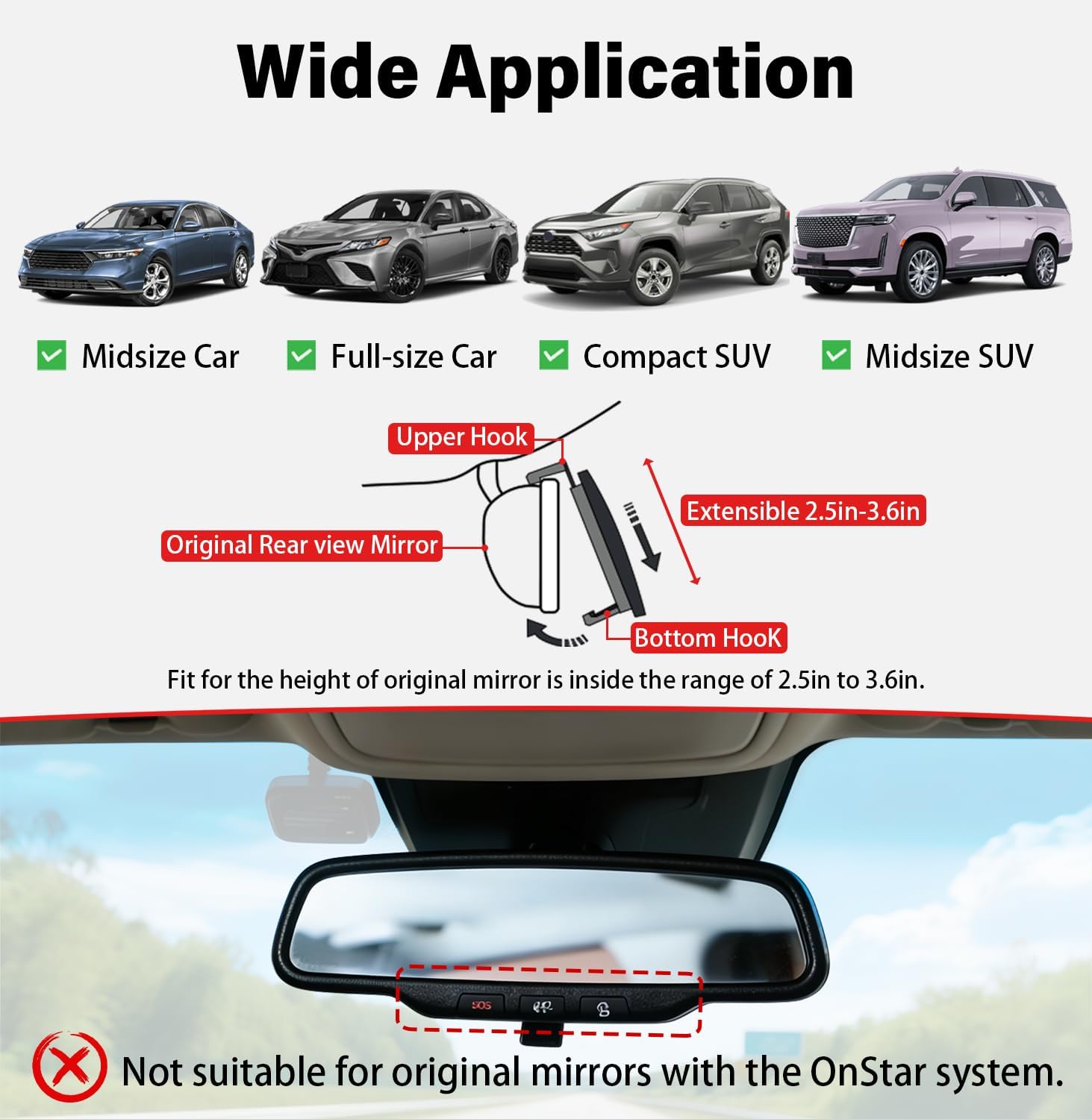 Detalle 1 de Panoramic Rearview Mirror, 10-Inch