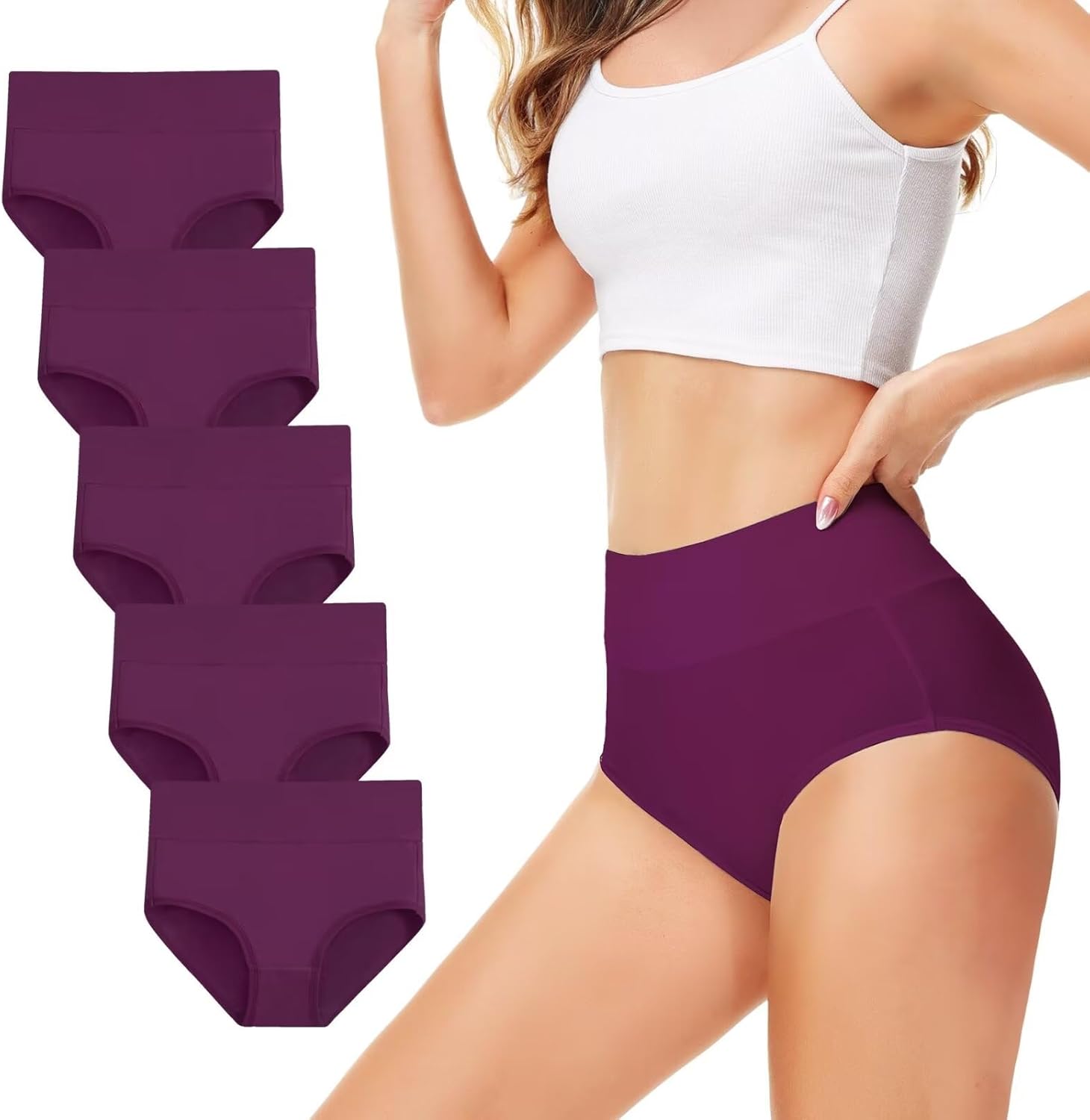 Thumbnail 6 de TUUHAW Damen Unterhosen im 5er-Pack – Slip aus Baumwolle mit hoher Taille