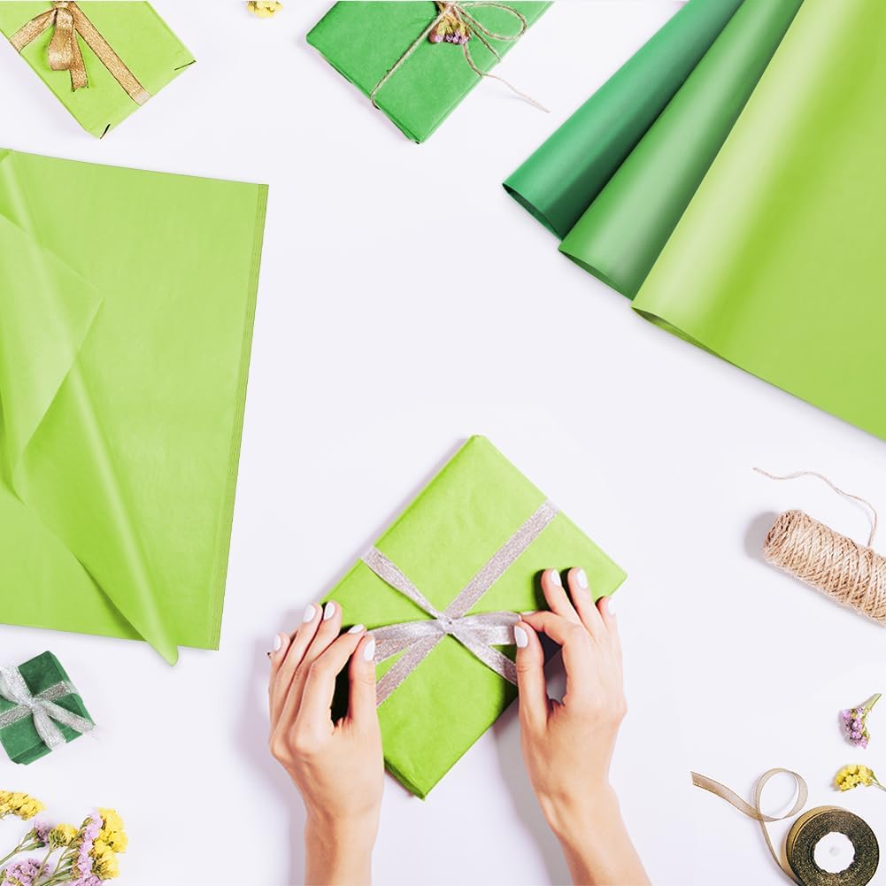 Detalle 1 de OFFCUP Green Tissue Paper, 60 Sheets, 50 x 35 cm for Gift Wrapping