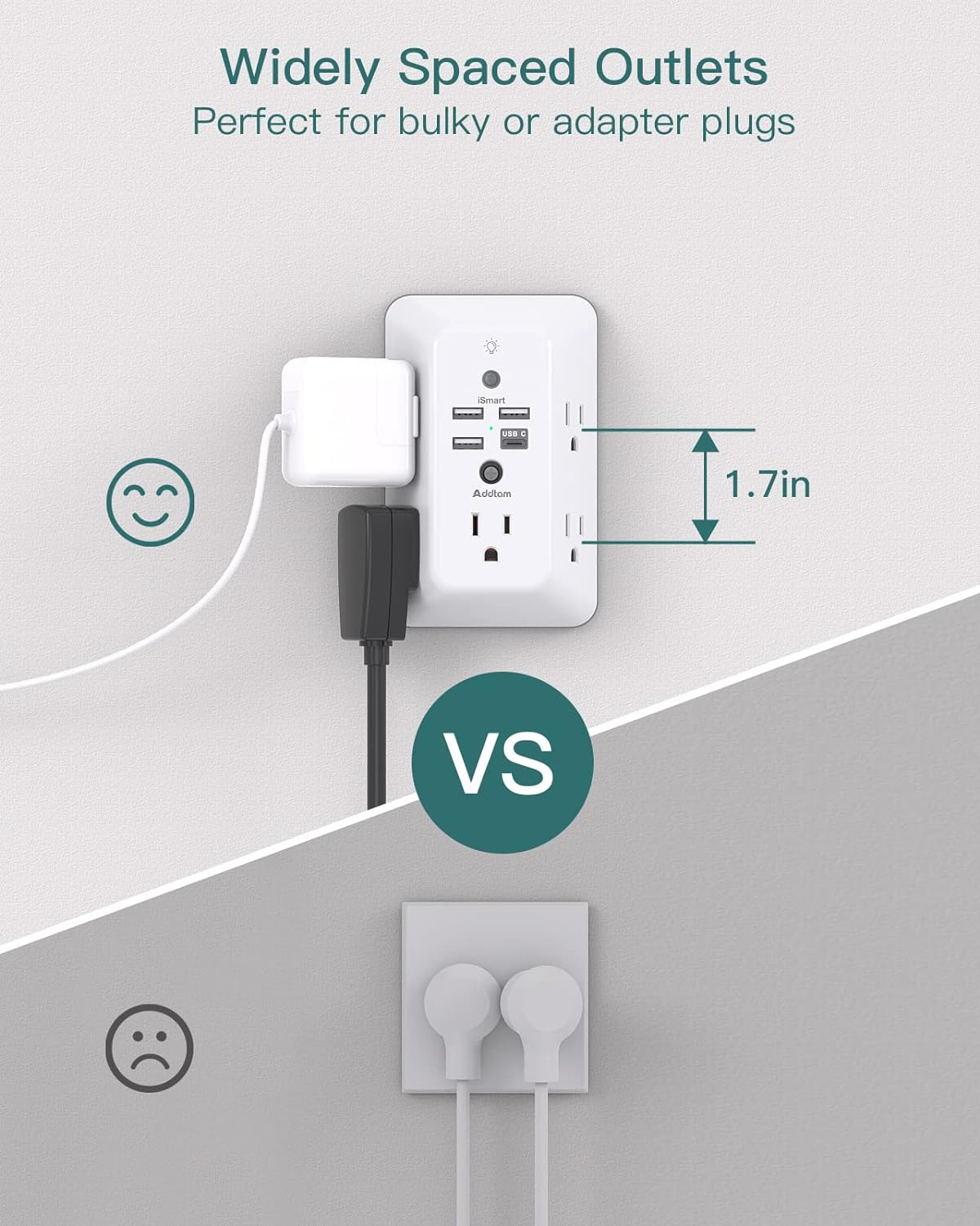 Thumbnail 4 de Addtam Surge Protector 9-in-1 with Night Light 5-Outlet USB