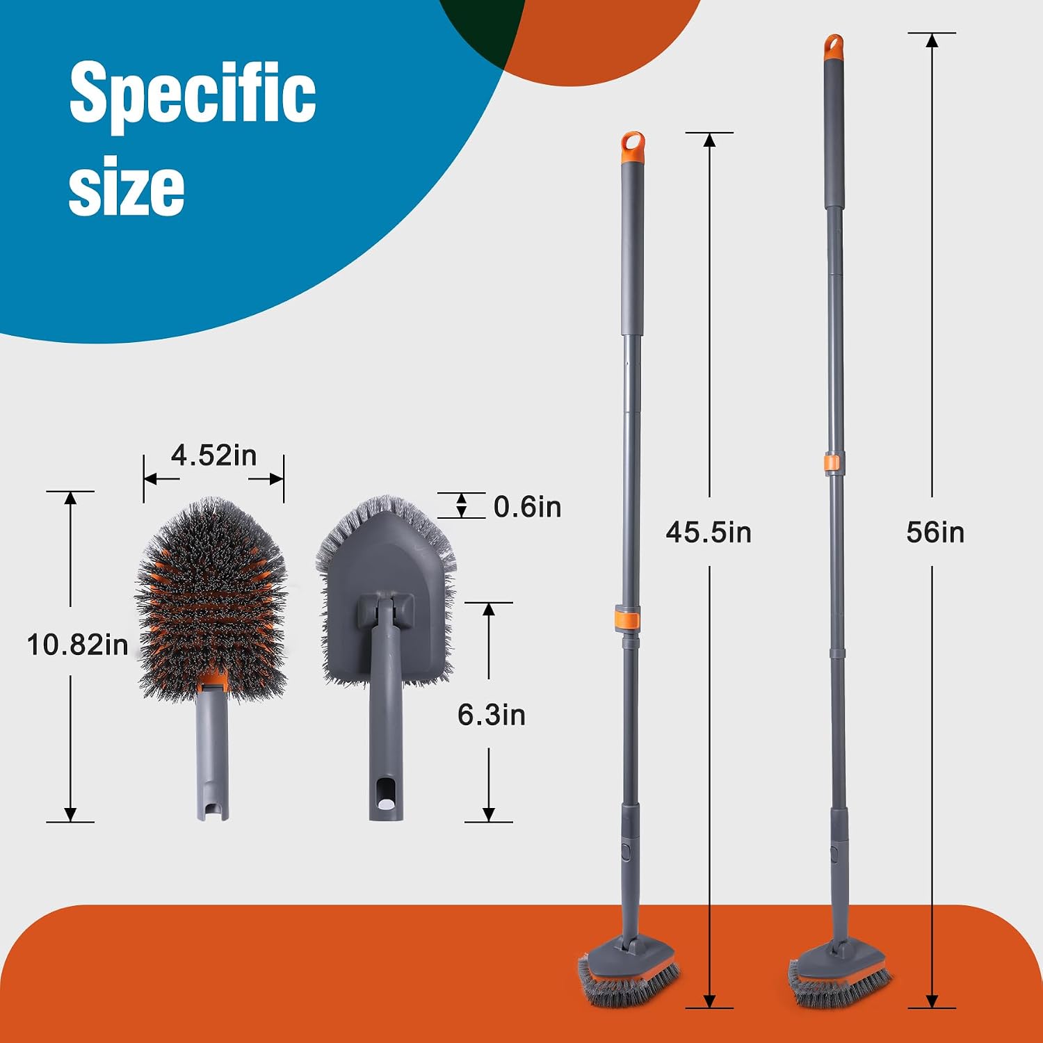 Thumbnail 4 de CLEANHOME ZJUS-SJS02-5 Tub and Tile Scrubber Brush, 3-in-1, 56-Inch Handle