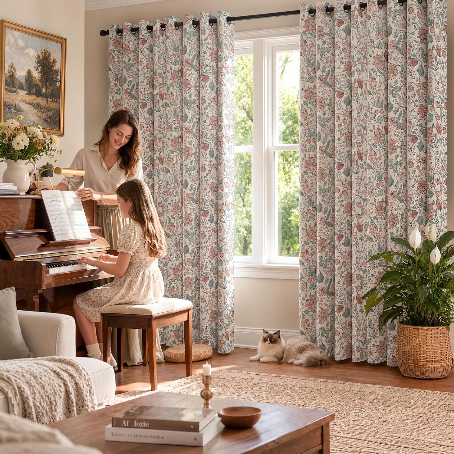 Thumbnail 4 de jinchan 95% blackout pink floral nursery curtains, 84" grommet panels