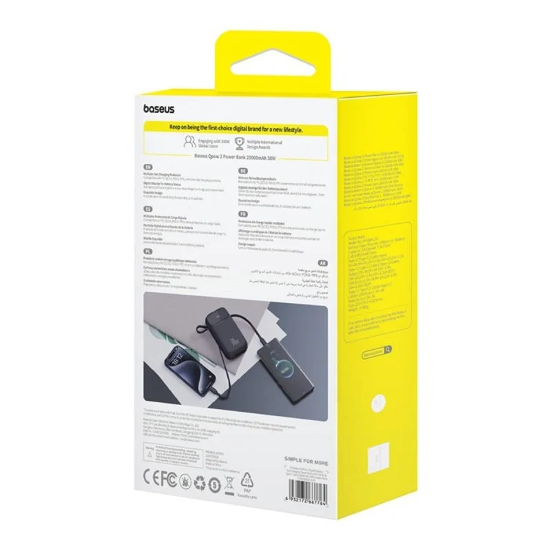 Detalle de Power bank Baseus PPQD4-20C 20000mAh 30W: potencia portátil para tus dispositivos