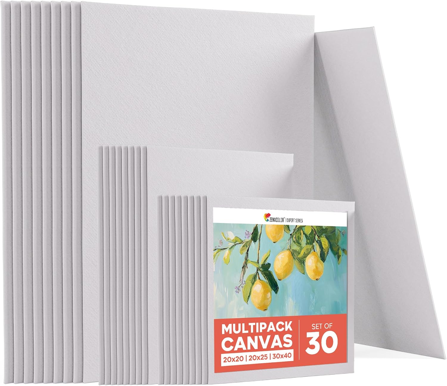 Detalle de Zenacolor Leinwand zum Bemalen Set (30 Stück) – 3 Größen, 100% Baumwolle, für Acryl & Öl