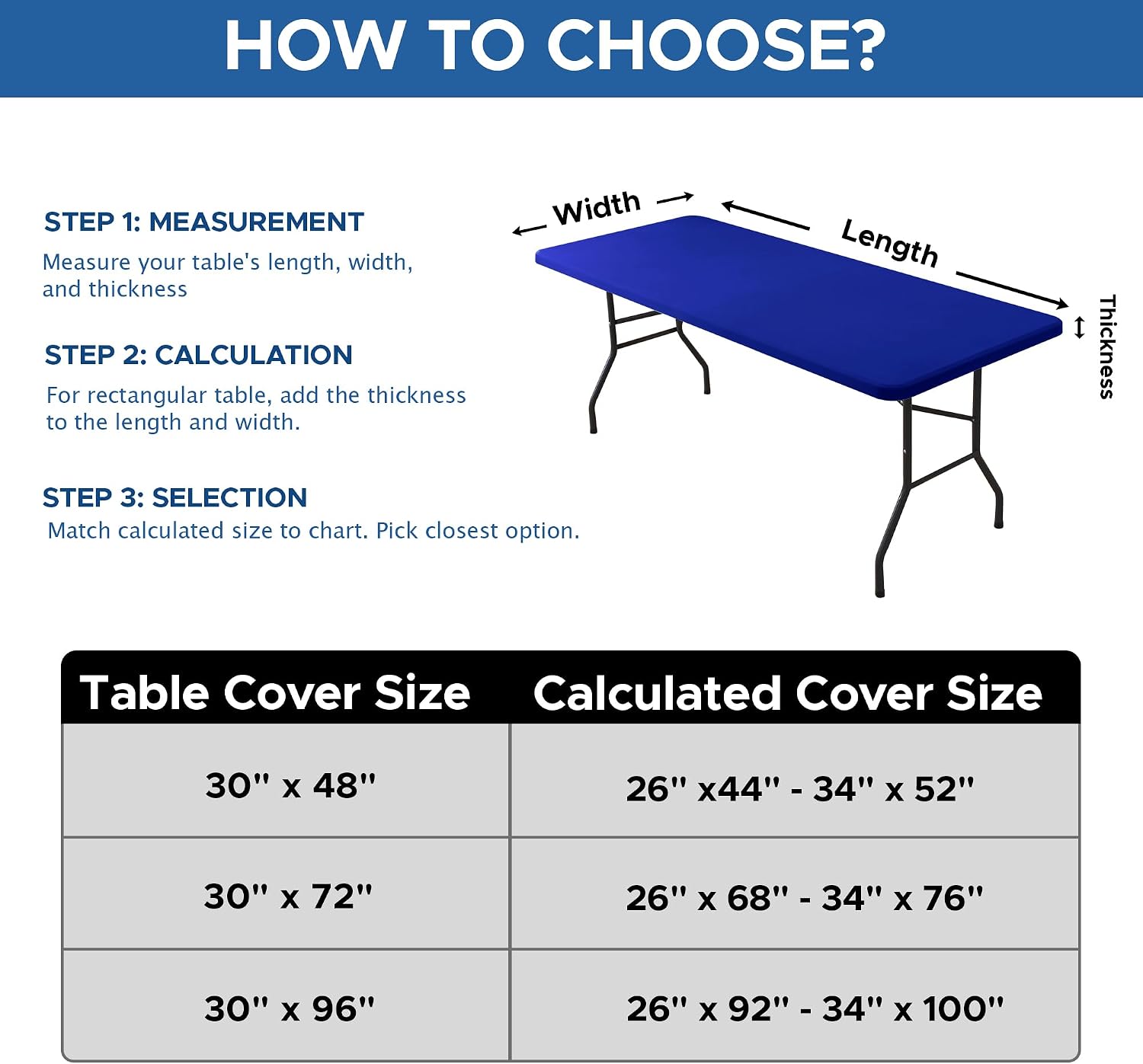 Thumbnail 6 de Enjoyidea Spandex Table Cover 6ft 6 Pack Royal Blue