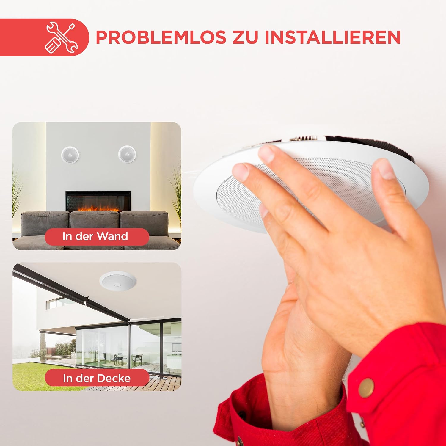 Detalle de Pyle Deckeneinbaulautsprecher 250W – 16,5 cm Deckenlautsprecher, 2-Wege, Weiß