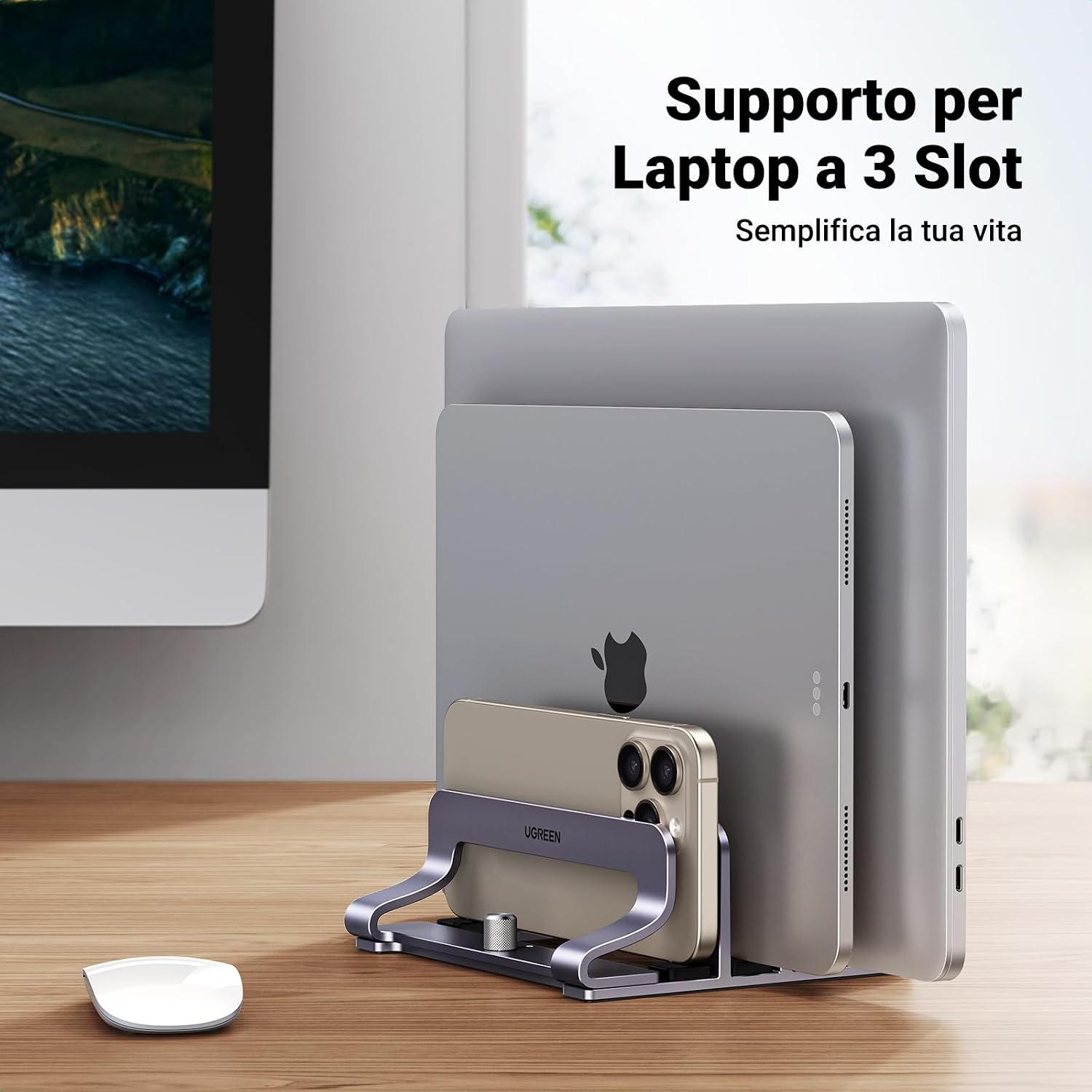 Detalle de UGREEN Supporto Verticale 3 Slot regolabile per laptop (fino a 15,6”)