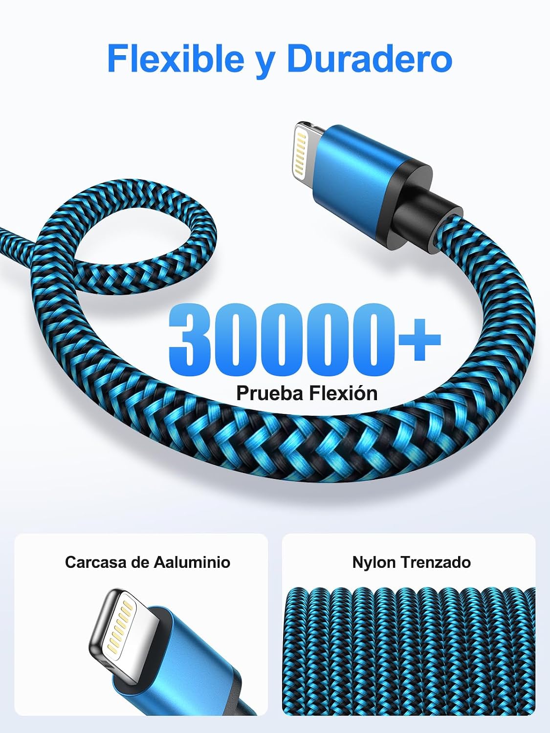 Thumbnail 4 de Aioneus Cable iPhone 2M 3Pack Lightning MFi