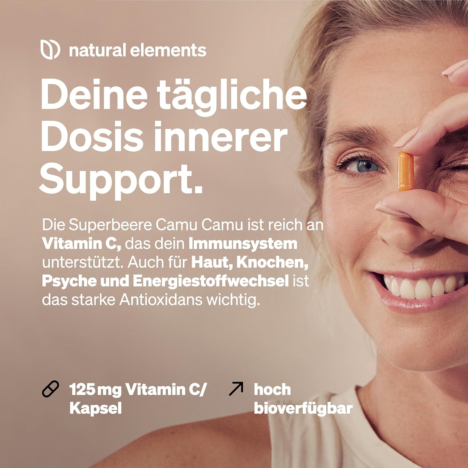 Detalle 2 de natural elements Camu Camu Extrakt Kapseln 500 mg Vitamin C Naturkapseln