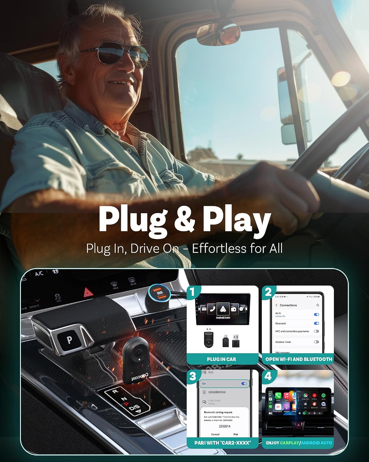 Detalle de OTTOCAST Mini 2025 Wireless CarPlay adapter