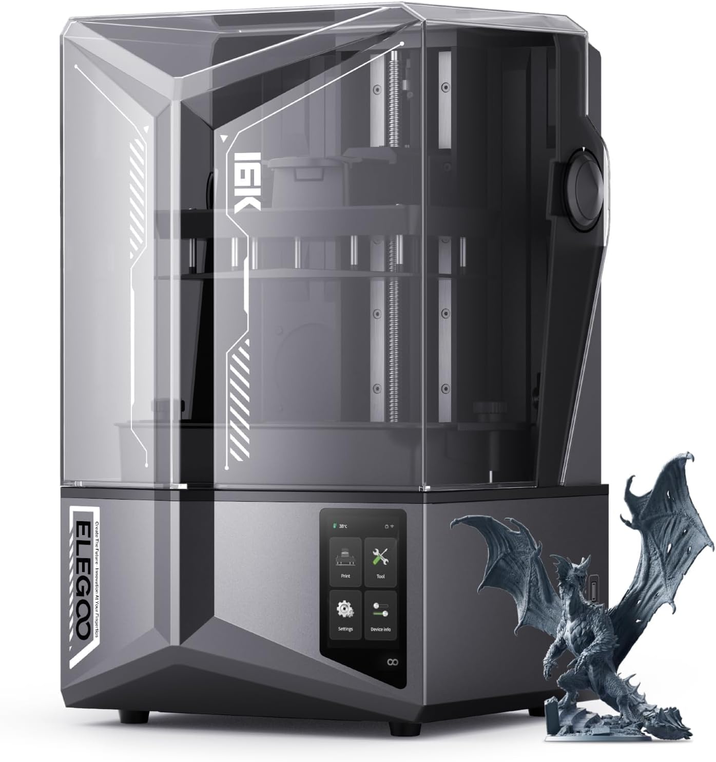 ELEGOO Saturn 4 Ultra 16K Resin 3D Printer with 10" 16K Mono LCD and Flip-up Lid