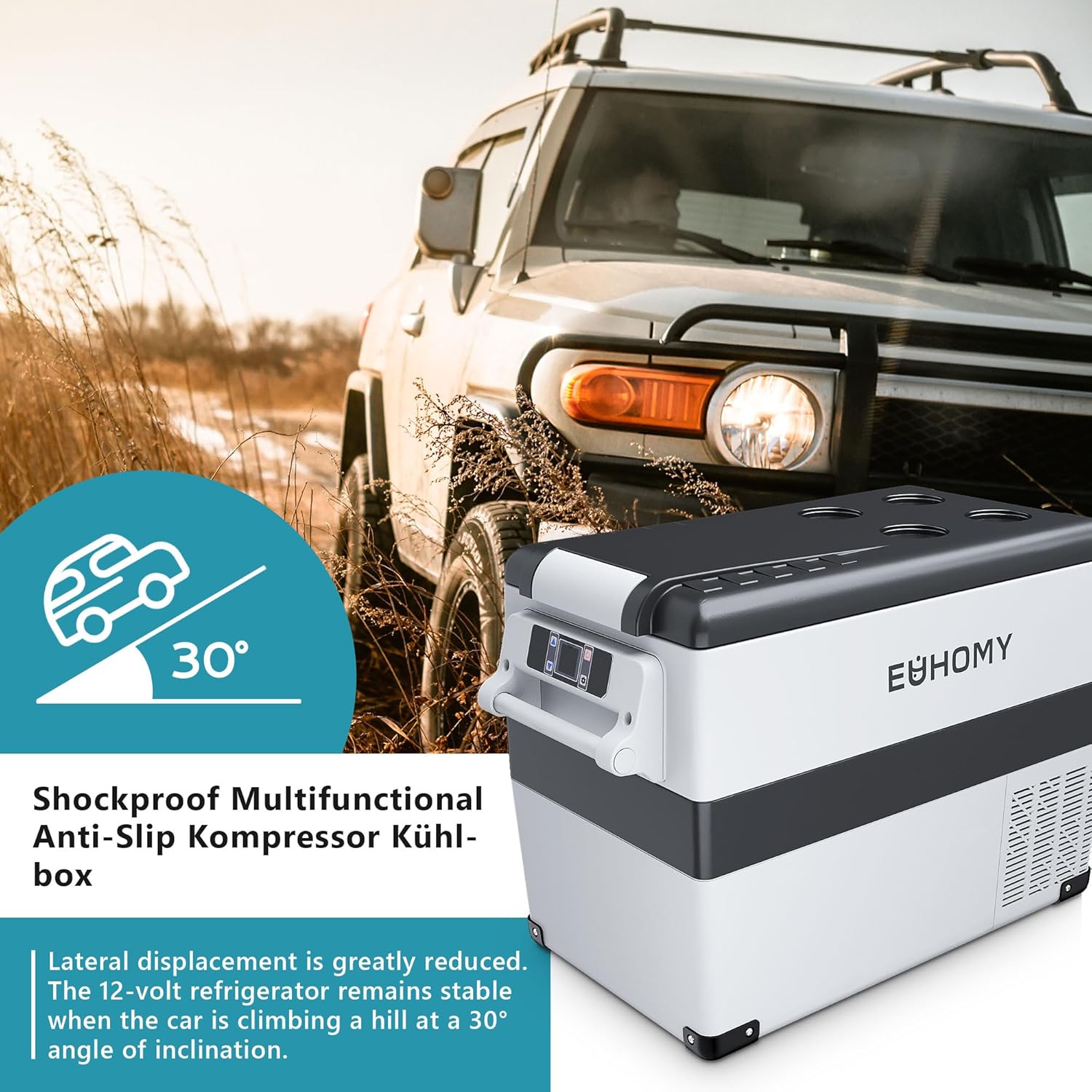 Thumbnail 5 de Euhomy Glaciere Électrique 40L: Frigo 12V/220V avec App et Double Zone — Ultra portable pour camping et voyage