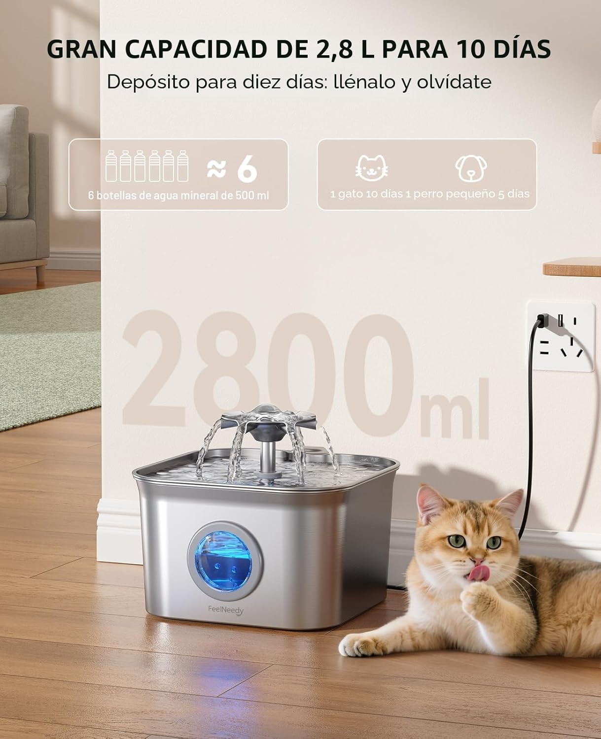 Detalle 2 de FEELNEEDY 2.8L Fuente para gatos