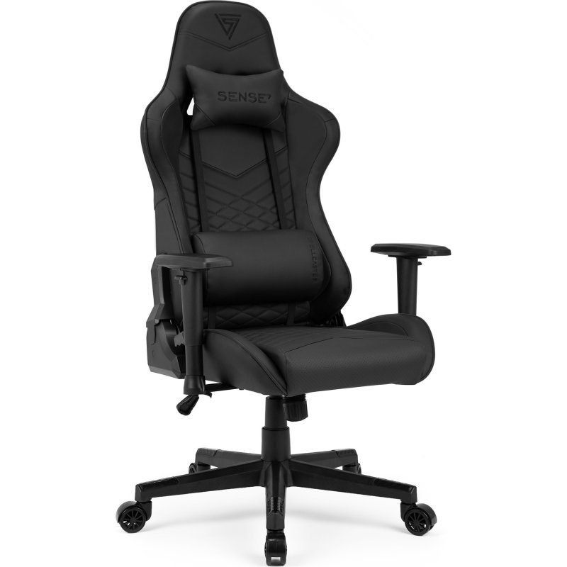 Detalle de SENSE7 Spellcaster: Silla Gaming de Ecopiel Ergonómica, ajuste y soporte lumbar en negro