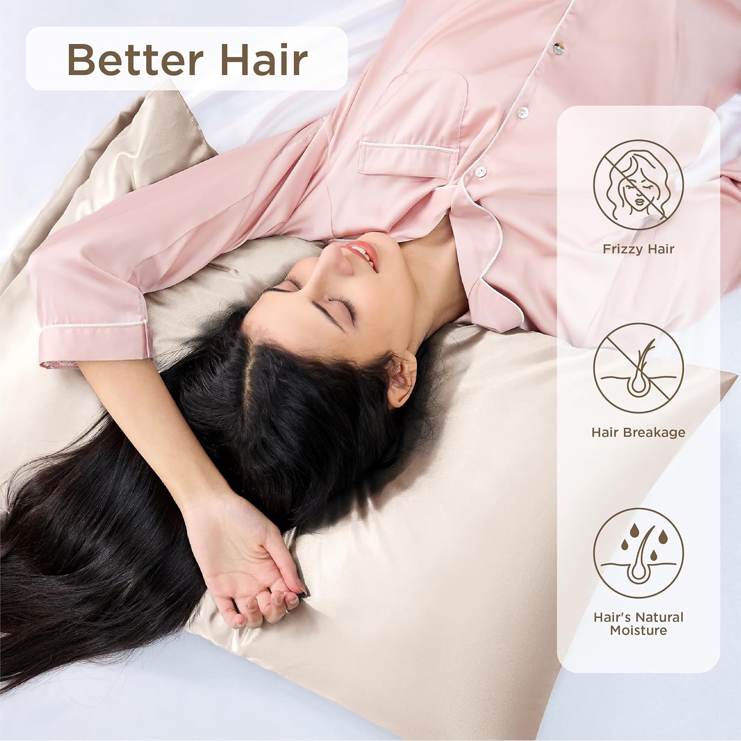 Detalle 2 de Bedsure Satin Pillowcase 50x75 cm for Hair