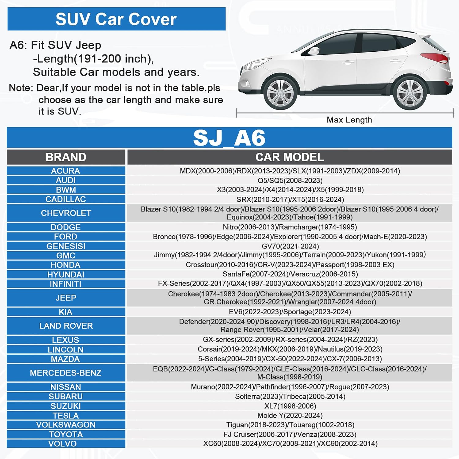 Thumbnail 6 de Sailnovo Heavy Duty SUV Car Cover: Universal 191-200 inches, All-Weather Waterproof with Zipper Access