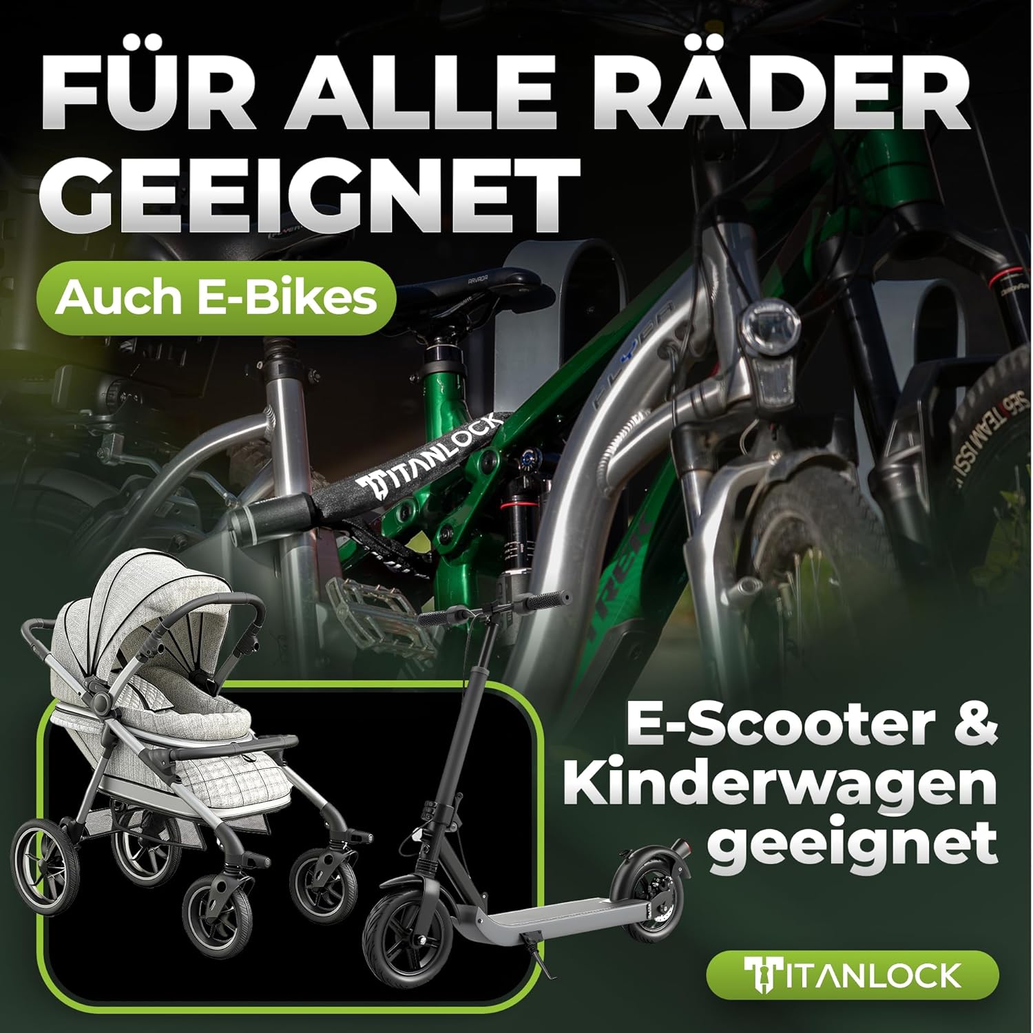 Detalle de TITANLOCK Fahrrad-Kettenschloss mit Reflektionsschutz (Sicherheitsstufe 7/10) – leicht transportierbar & rostfrei