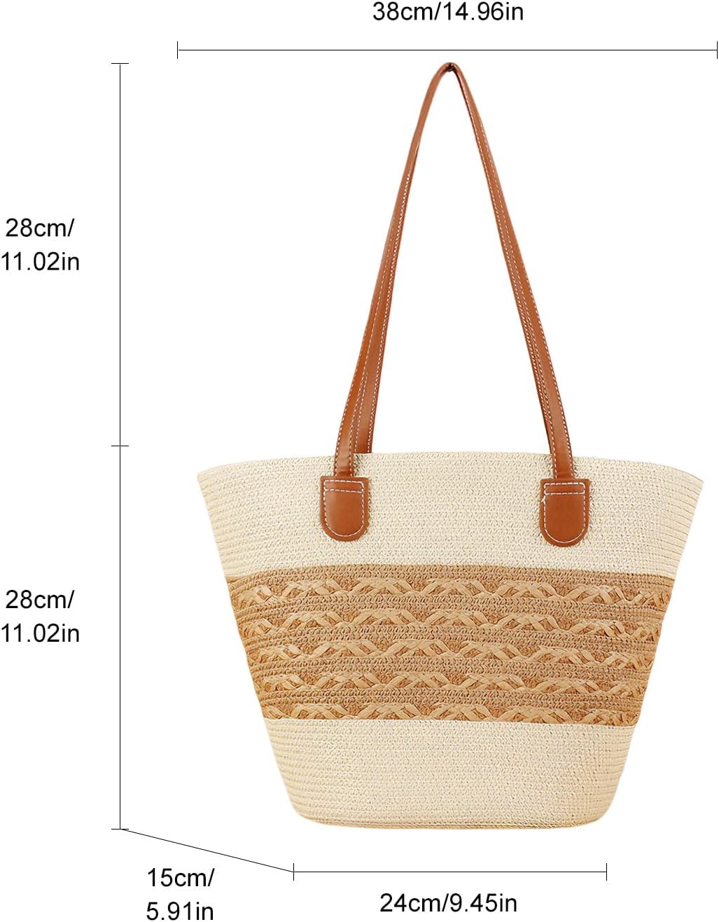 Thumbnail 4 de Pahajim Summer Large Tote Bag: Straw Beach Bag with Zip for Everyday Travel