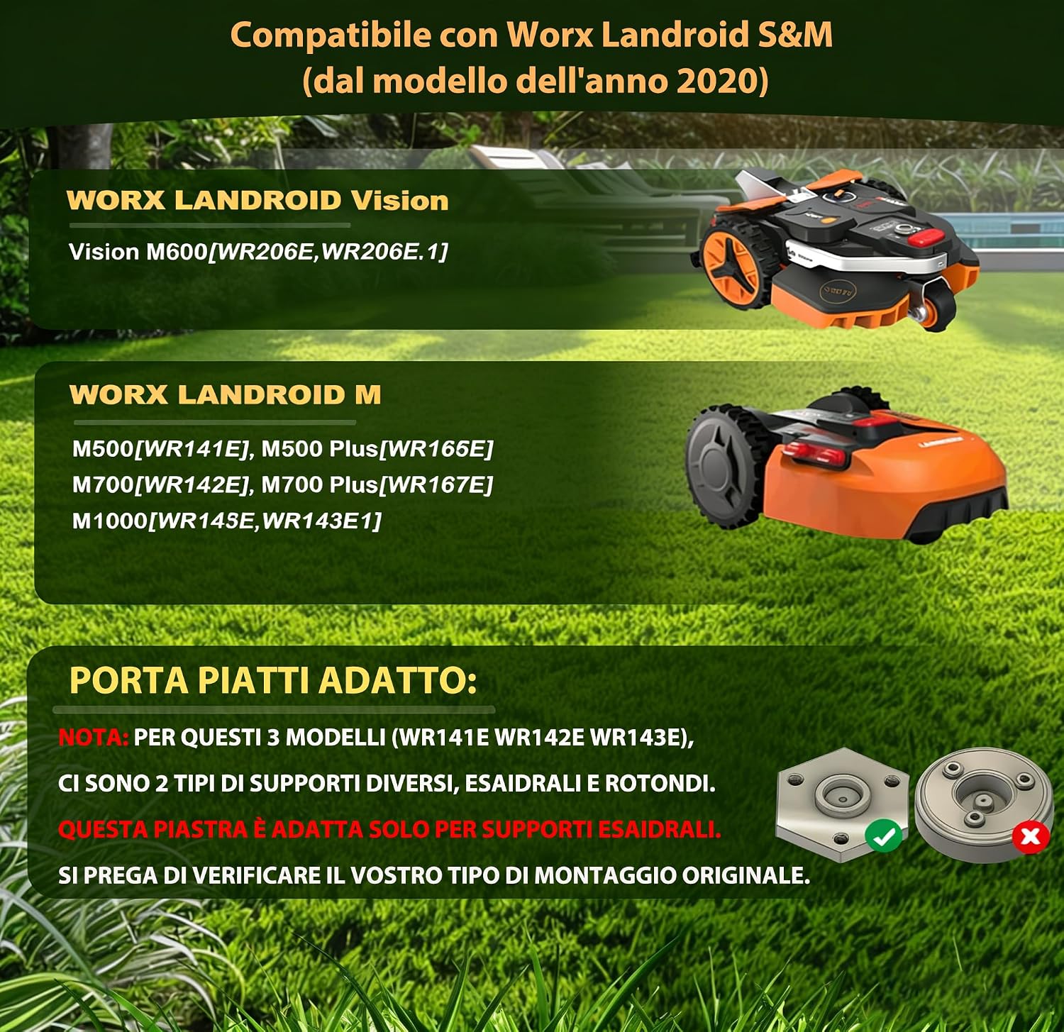Detalle de Dischi Lama + 6 Pezzi Lame Compatibili Worx Landroid S & M (2020 in poi) – confezione AS1300