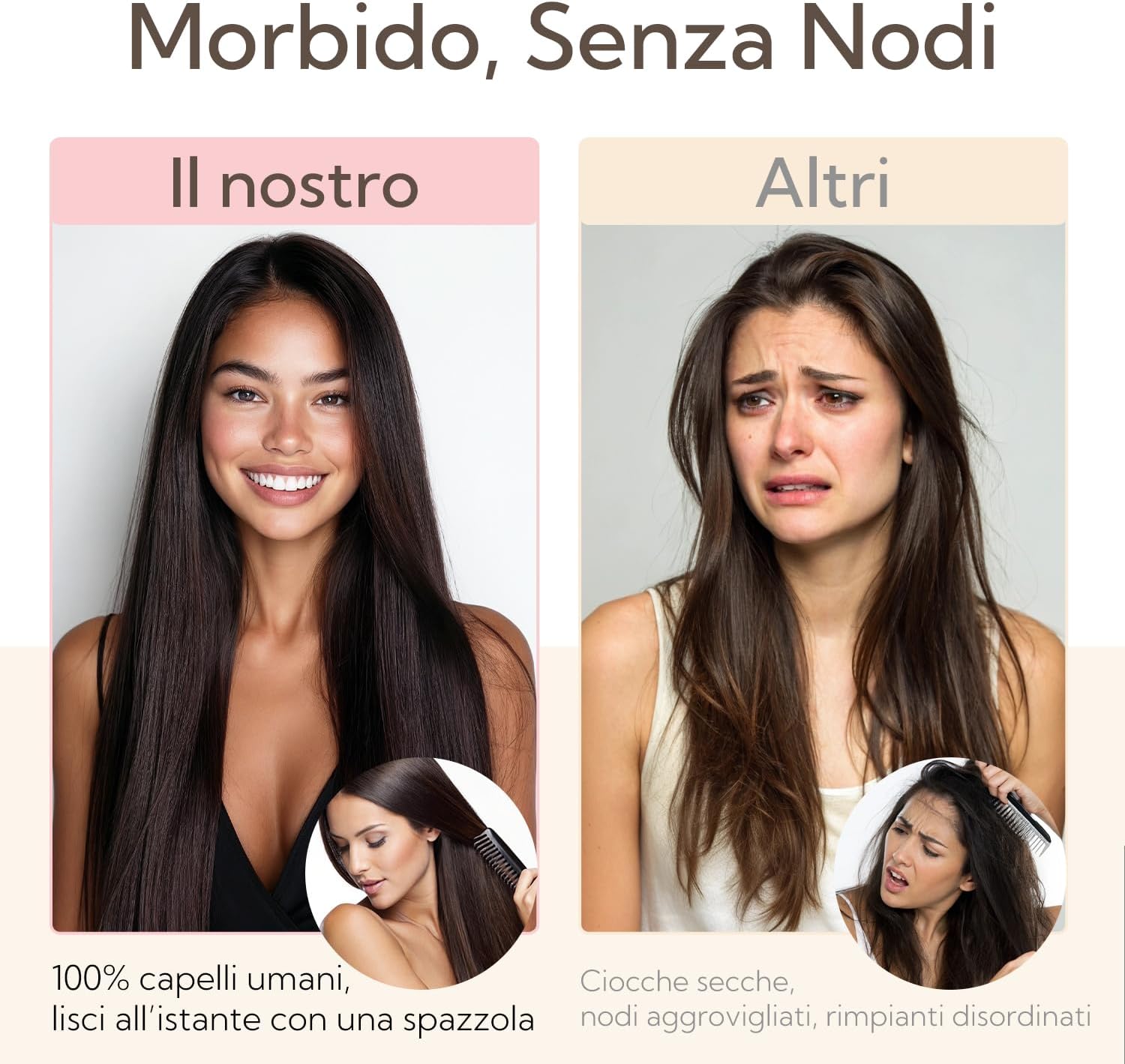 Detalle de HOTBANANA Extension Capelli Veri Clip Castano Scuro fino a Castano e Biondo Sporco Evidenziato, 35 cm (7 pz, 120 g)