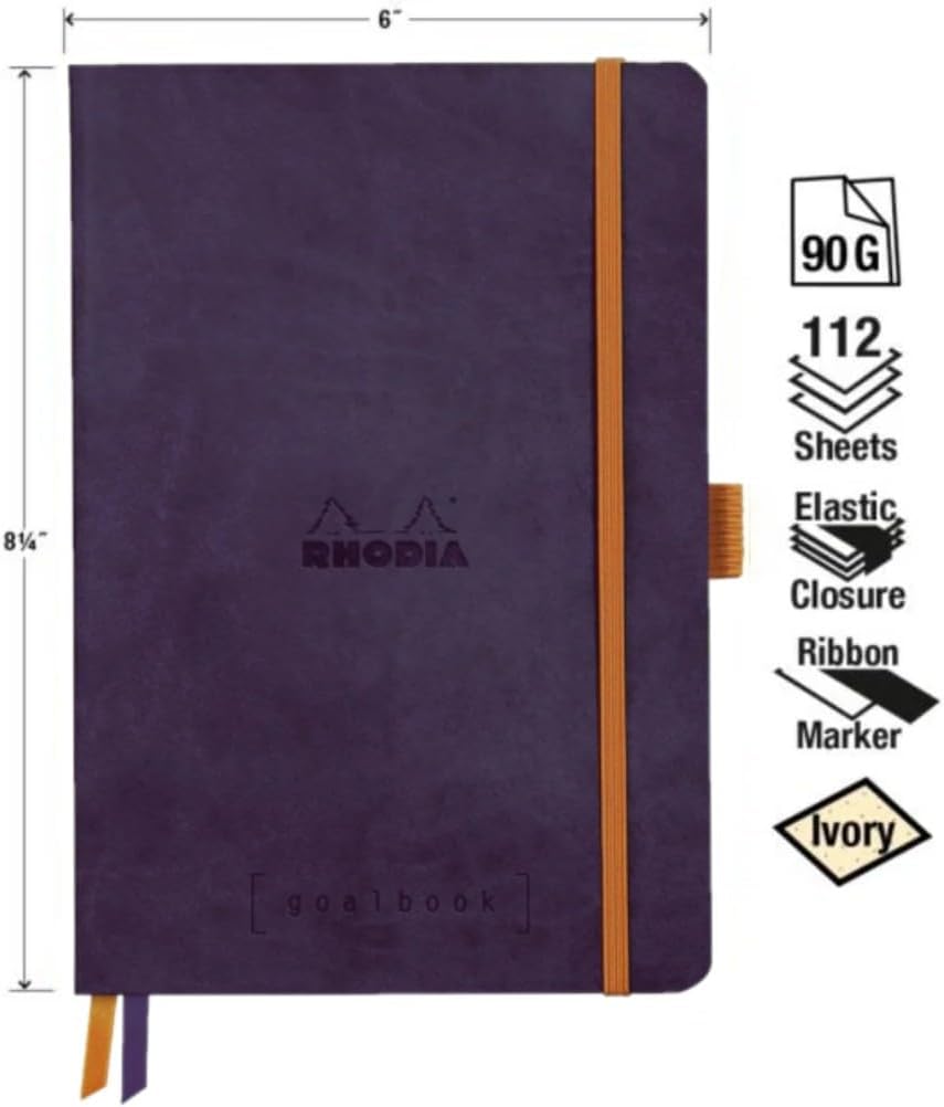Detalle de RhodiA 117825C Rhodiarama Goalbook souple Aubergine – A5, 240 pages, dot grid, Clairefontaine Ivory