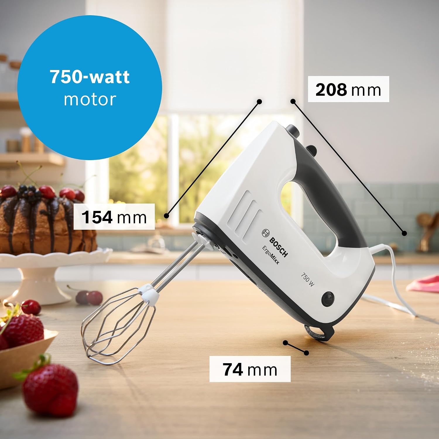 Detalle 2 de Bosch ErgoMixx MFQ37470 handmixer 750 W met 5 snelheden en accessoires