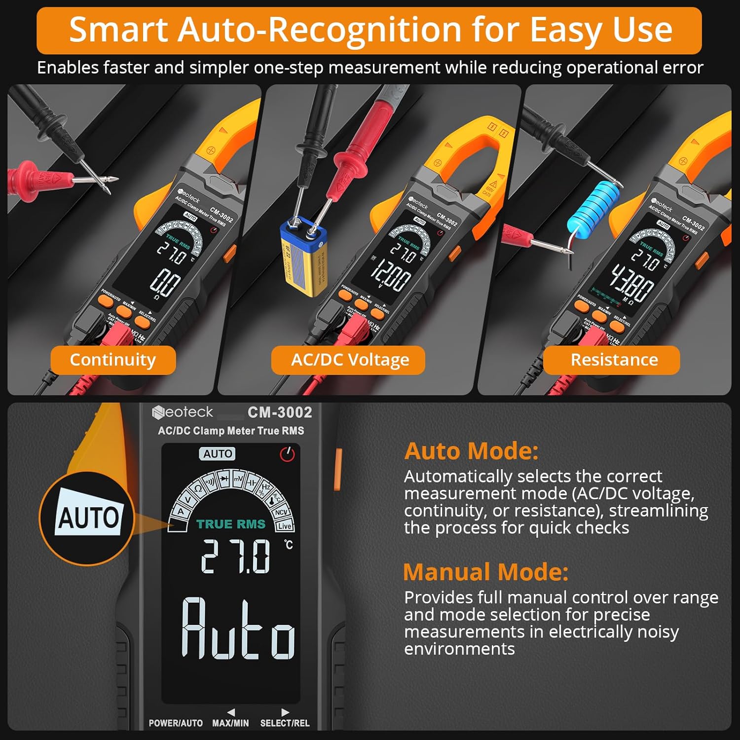 Detalle 2 de Neoteck smart clamp meter 800A TRMS
